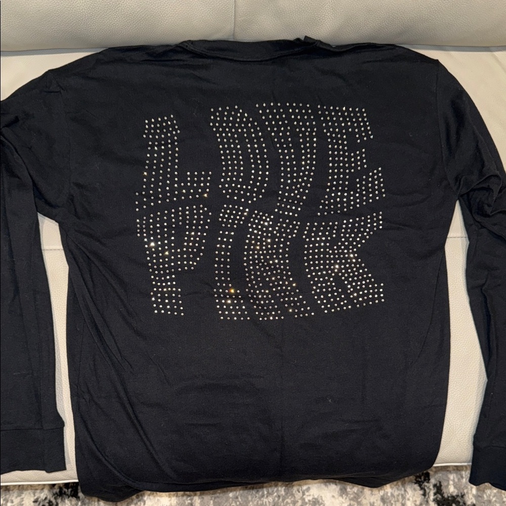 PINK Victoria's Secret Black Long Sleeve Tee with Studded Design